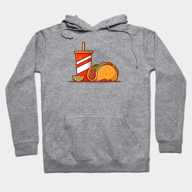 Taco Mexican Food with Lemonade Cartoon Vector Icon Illustration Hoodie by Catalyst Labs